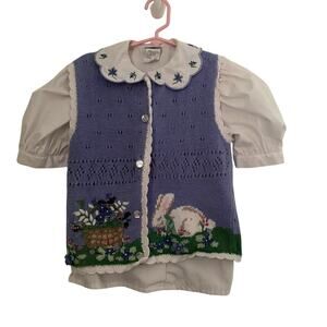 Hartstrings, vintage Easter sweater vest with blouse girls size 6X￼